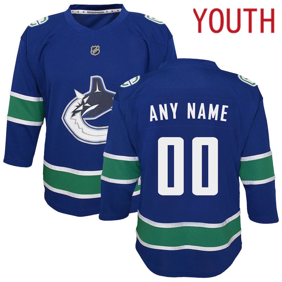 Youth Vancouver Canucks Blue Replica Custom NHL Jersey->women nhl jersey->Women Jersey